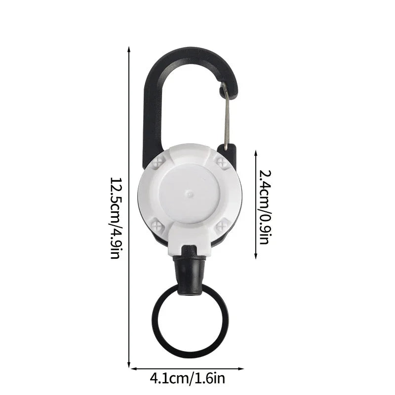 1pc Steel Wire Tactical Automatic Retractable Buckle Rope Camping Supplies Anti-theft Elastic Keychain Carabiner Buckle Rope캠핑용품
