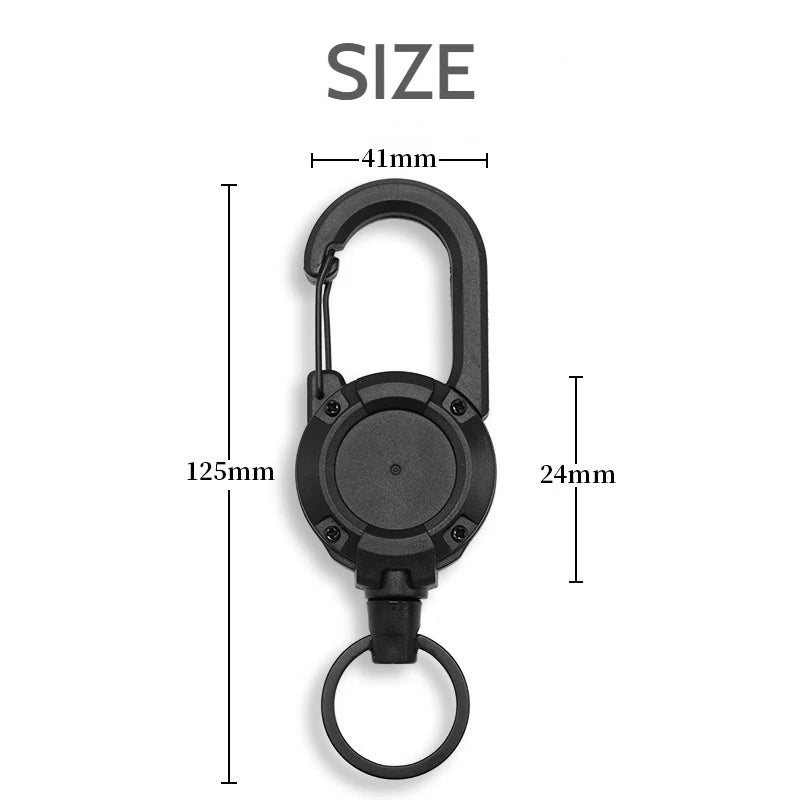 1pc Steel Wire Tactical Automatic Retractable Buckle Rope Camping Supplies Anti-theft Elastic Keychain Carabiner Buckle Rope캠핑용품