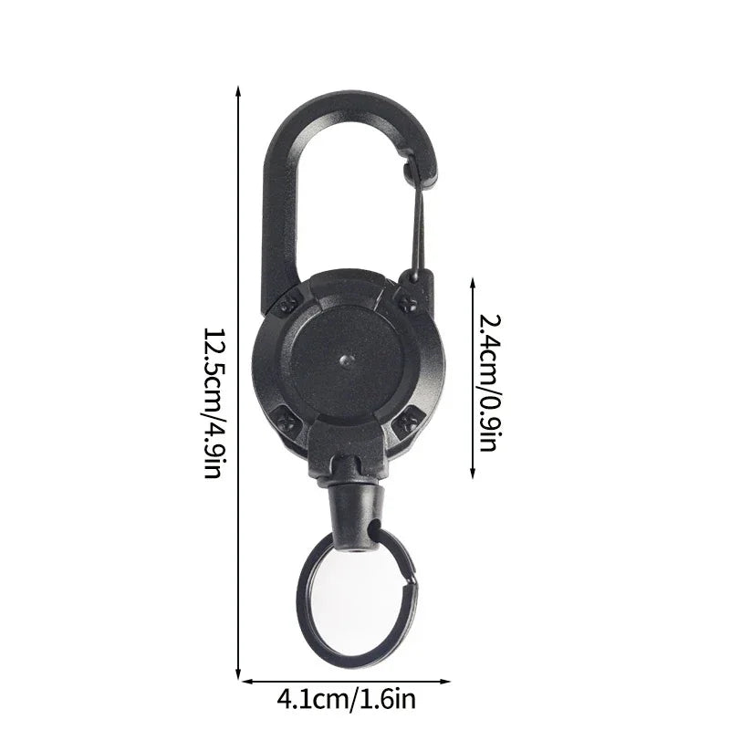 1pc Steel Wire Tactical Automatic Retractable Buckle Rope Camping Supplies Anti-theft Elastic Keychain Carabiner Buckle Rope캠핑용품