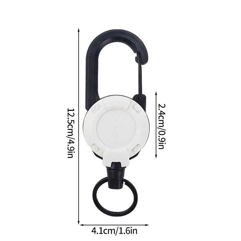 1pc Steel Wire Tactical Automatic Retractable Buckle Rope Camping Supplies Anti-theft Elastic Keychain Carabiner Buckle Rope캠핑용품