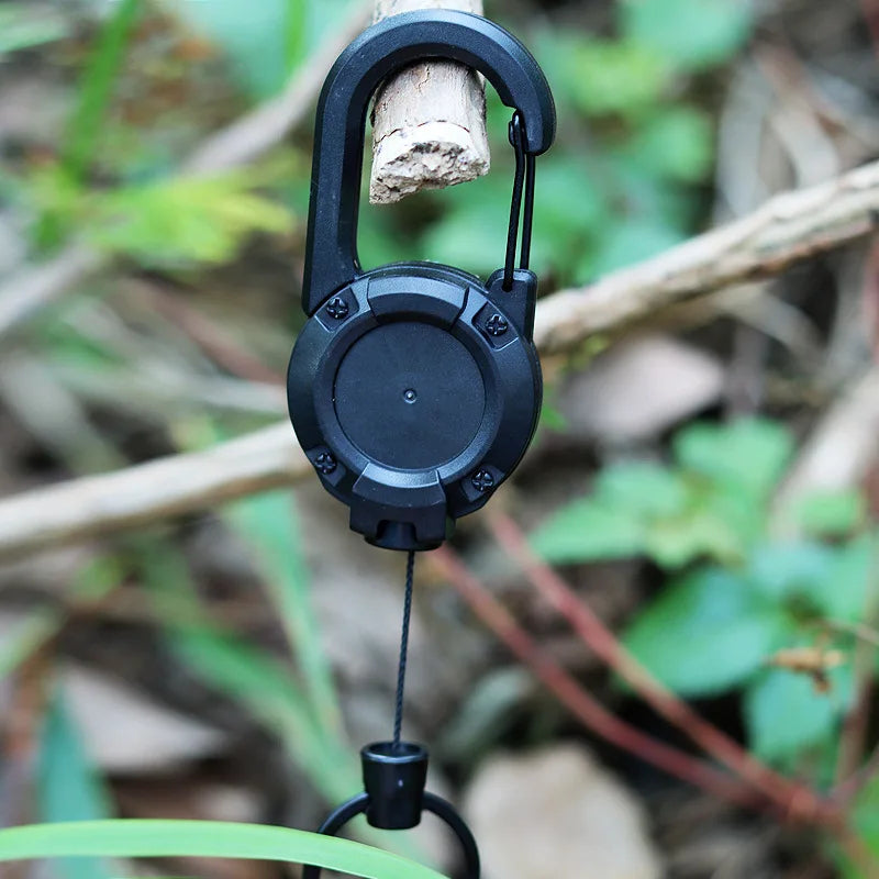 1pc Steel Wire Tactical Automatic Retractable Buckle Rope Camping Supplies Anti-theft Elastic Keychain Carabiner Buckle Rope캠핑용품